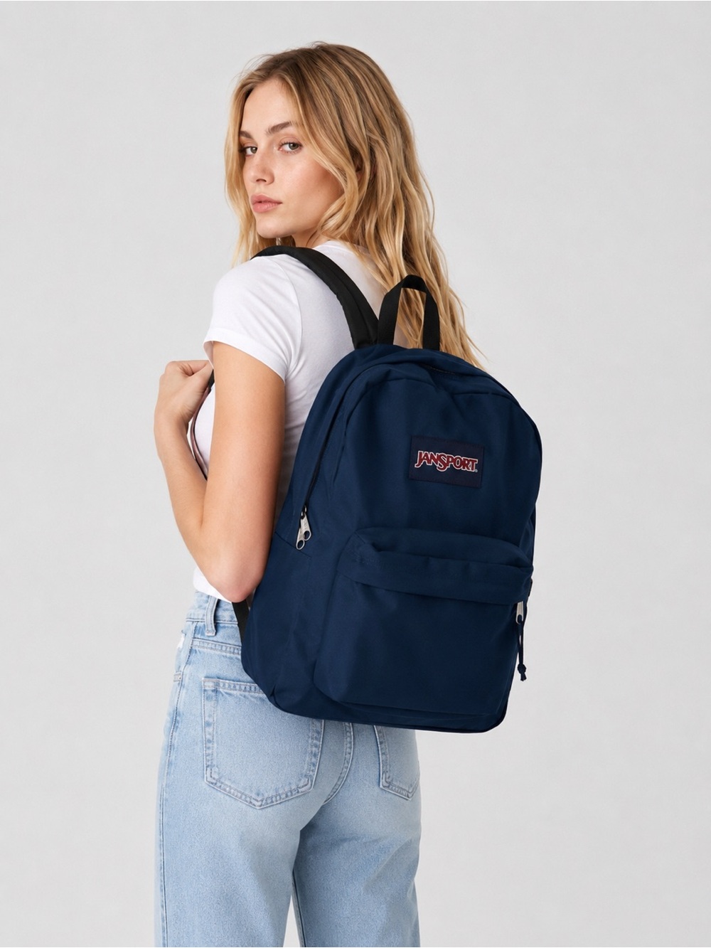 JanSport SuperBreak Navy Blue Classic School Backpack Book Bag